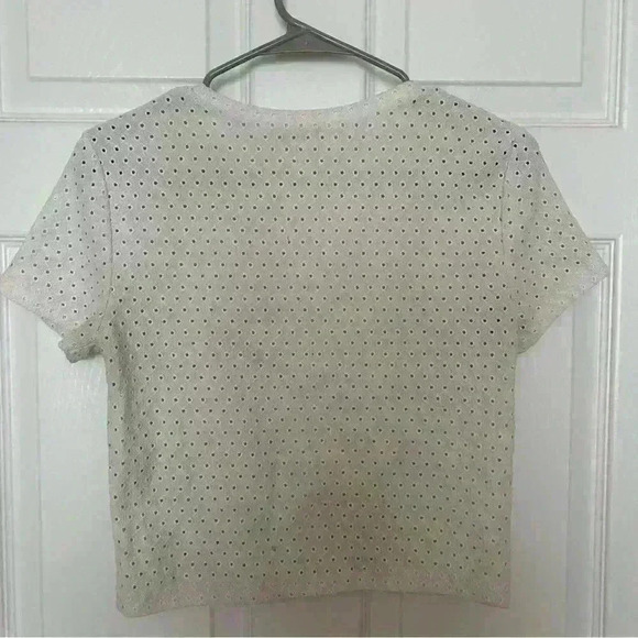 Zara Basic Top Lace Eyelet Blouse - Picture 6 of 7